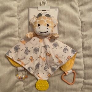 New Modern Baby Giraffe Teether Rattle White Yellow Plush Security Blanket Lovey